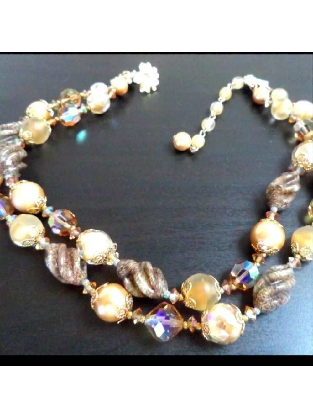 *RARE* STUNNING VINTAGE ESTATE SIGNED VENDOME GLASS DBL 16" NECKLACE